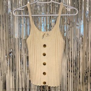 Cream tank top with brown buttons